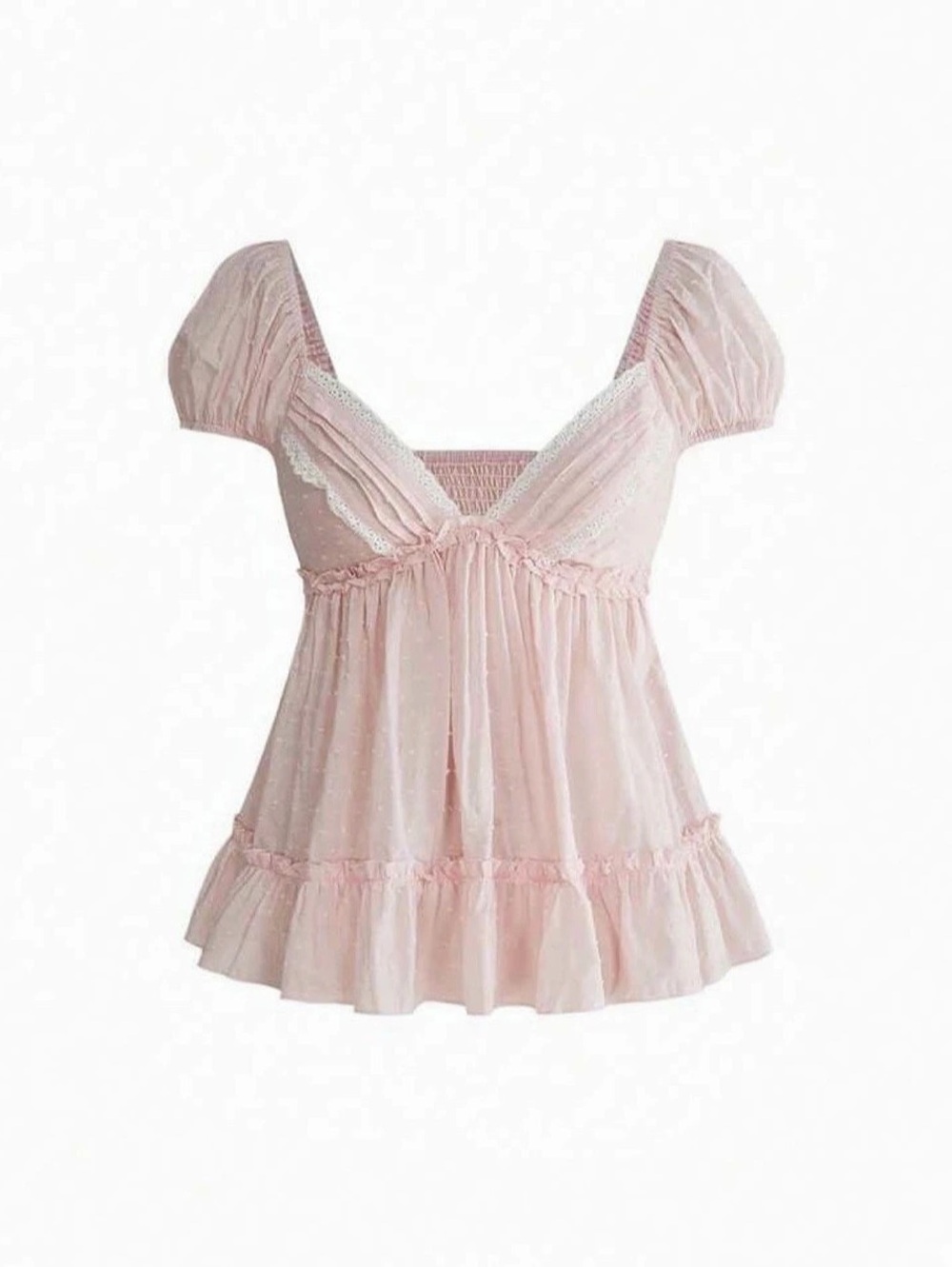 Pink Puff Sleeve Ruffle Top